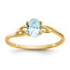10k Polished 6x4mm Oval Genuine March/ Aquamarine Birthstone Size 7 Ring
