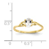 10k Polished 6x4mm Oval Genuine April/ White Topaz Birthstone Size 7 Ring