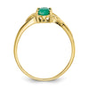 10k Polished 6x4mm Oval Genuine May/ Emerald Birthstone Size 7 Ring
