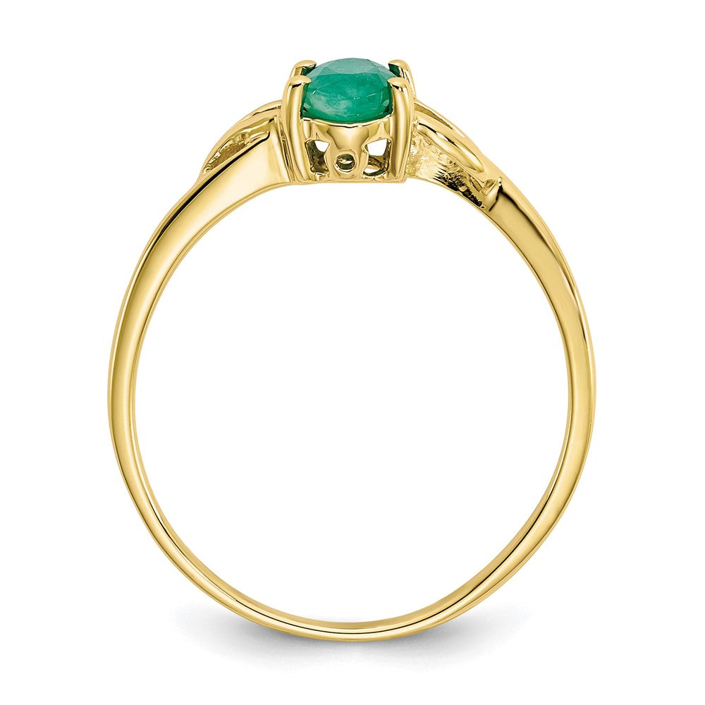10k Polished 6x4mm Oval Genuine May/ Emerald Birthstone Size 7 Ring