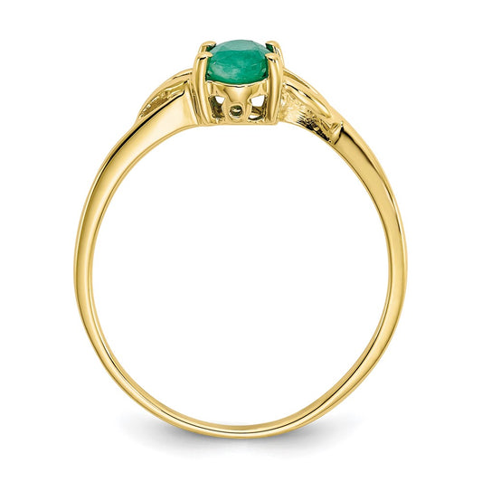 10k Polished 6x4mm Oval Genuine May/ Emerald Birthstone Size 7 Ring