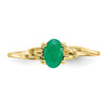 10k Polished 6x4mm Oval Genuine May/ Emerald Birthstone Size 7 Ring