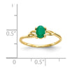 10k Polished 6x4mm Oval Genuine May/ Emerald Birthstone Size 7 Ring