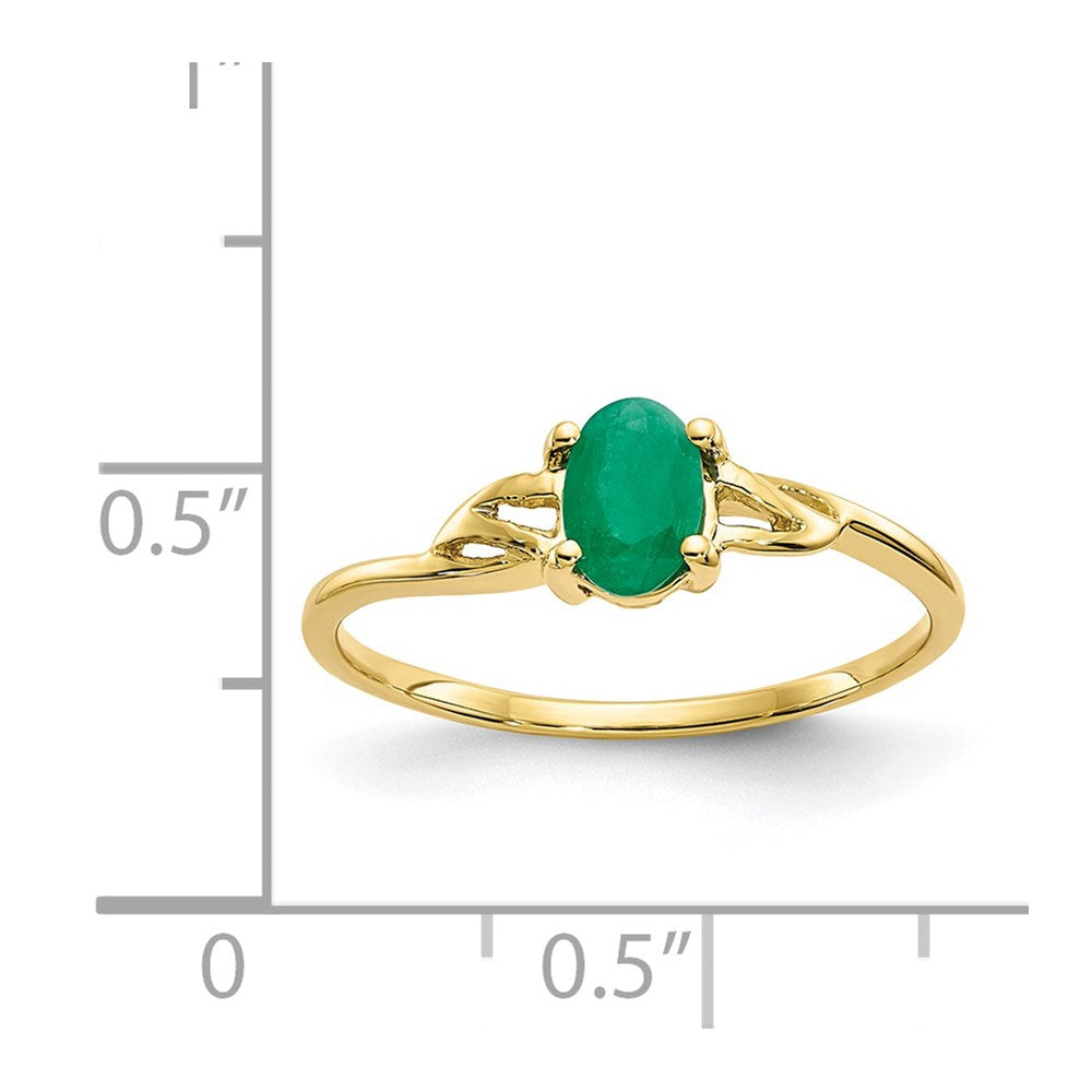 10k Polished 6x4mm Oval Genuine May/ Emerald Birthstone Size 7 Ring