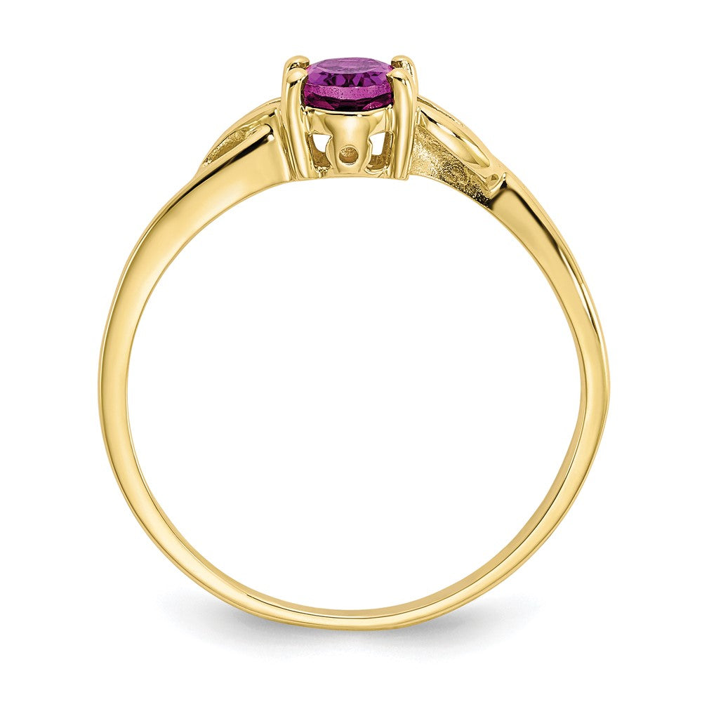 10k Polished 6x4mm Oval Genuine June/ Rhodolite Garnet Birthstone Size 7 Ring