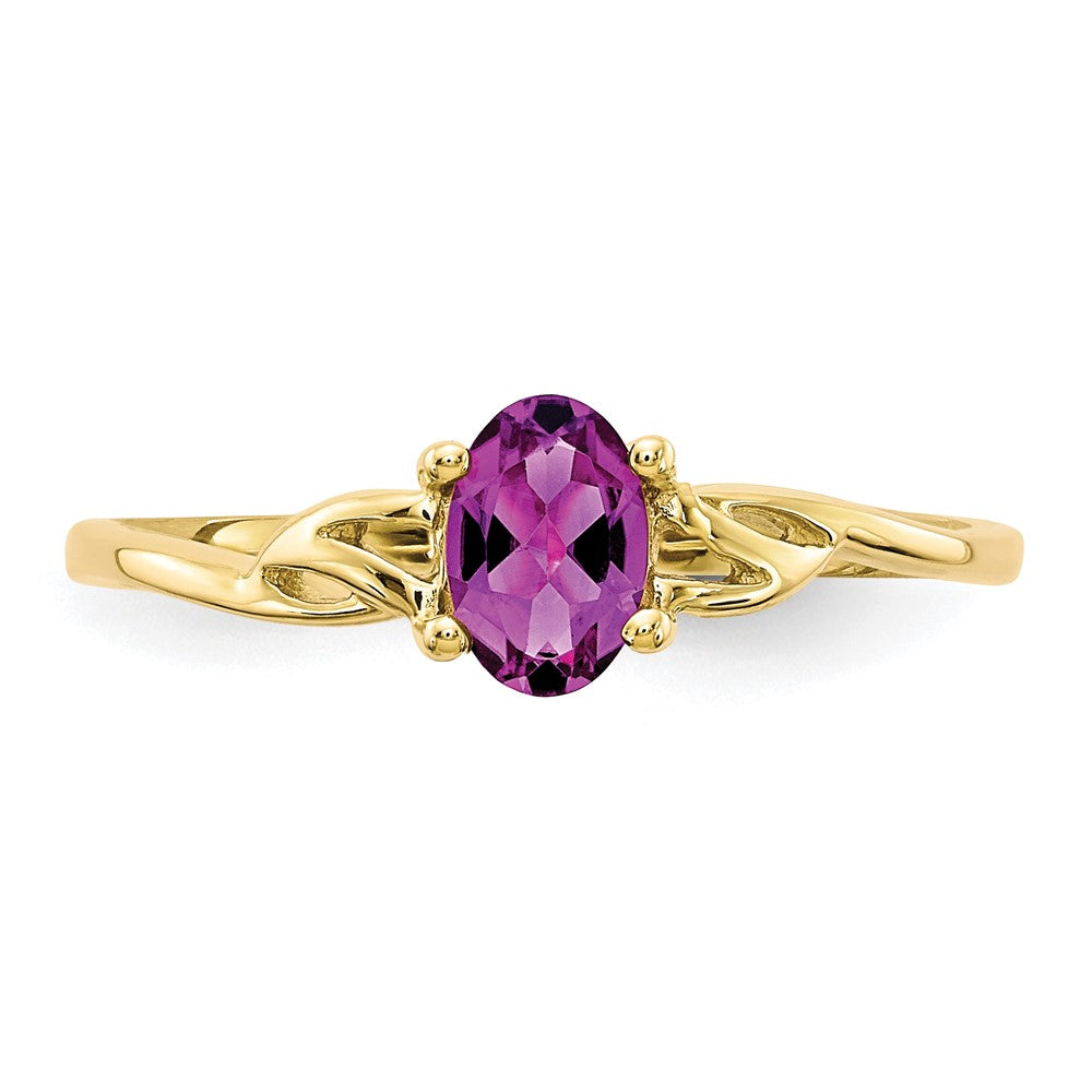 10k Polished 6x4mm Oval Genuine June/ Rhodolite Garnet Birthstone Size 7 Ring