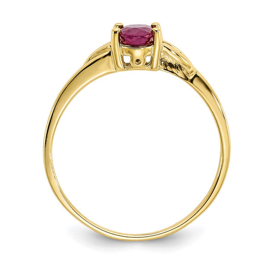 10k Polished 6x4mm Oval Genuine July/ Ruby Birthstone Size 7 Ring