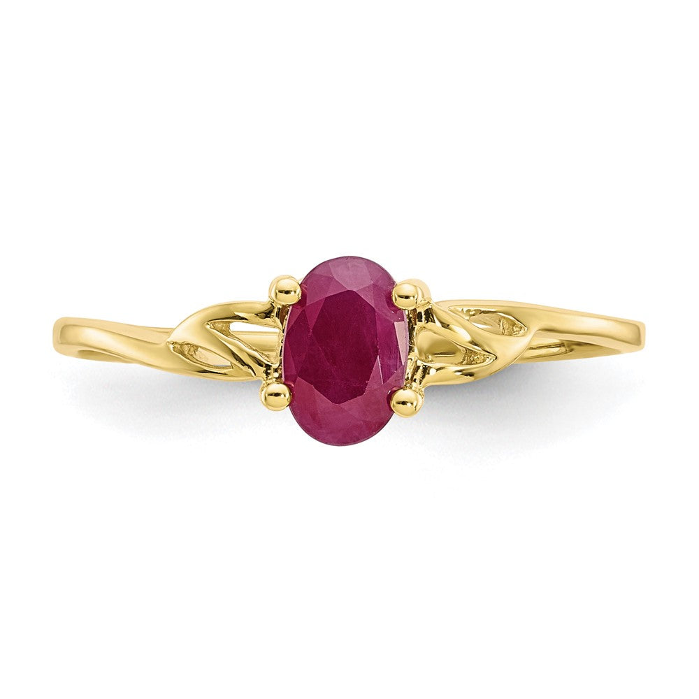 10k Polished 6x4mm Oval Genuine July/ Ruby Birthstone Size 7 Ring