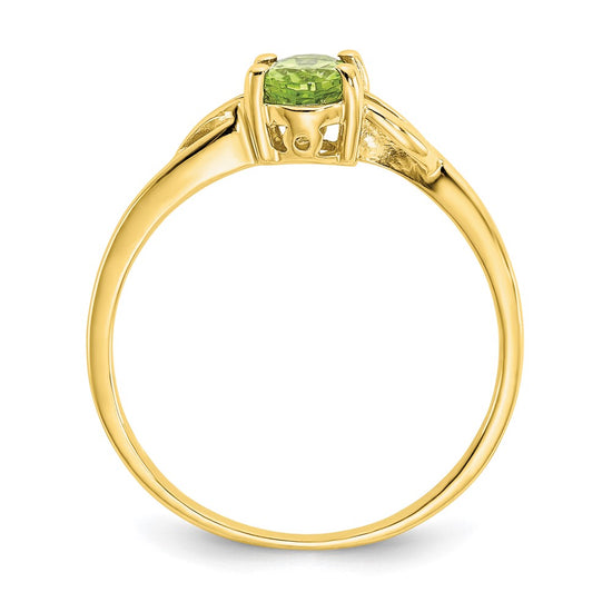 10k Polished 6x4mm Oval Genuine August/ Peridot Birthstone Size 7 Ring