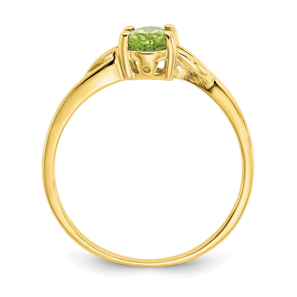 10k Polished 6x4mm Oval Genuine August/ Peridot Birthstone Size 7 Ring