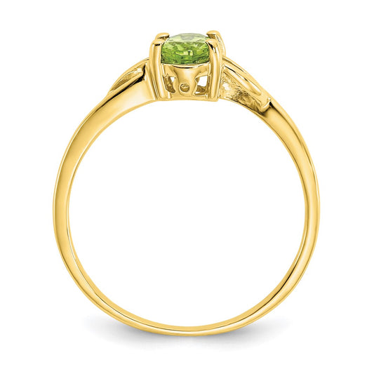 10k Polished 6x4mm Oval Genuine August/ Peridot Birthstone Size 7 Ring