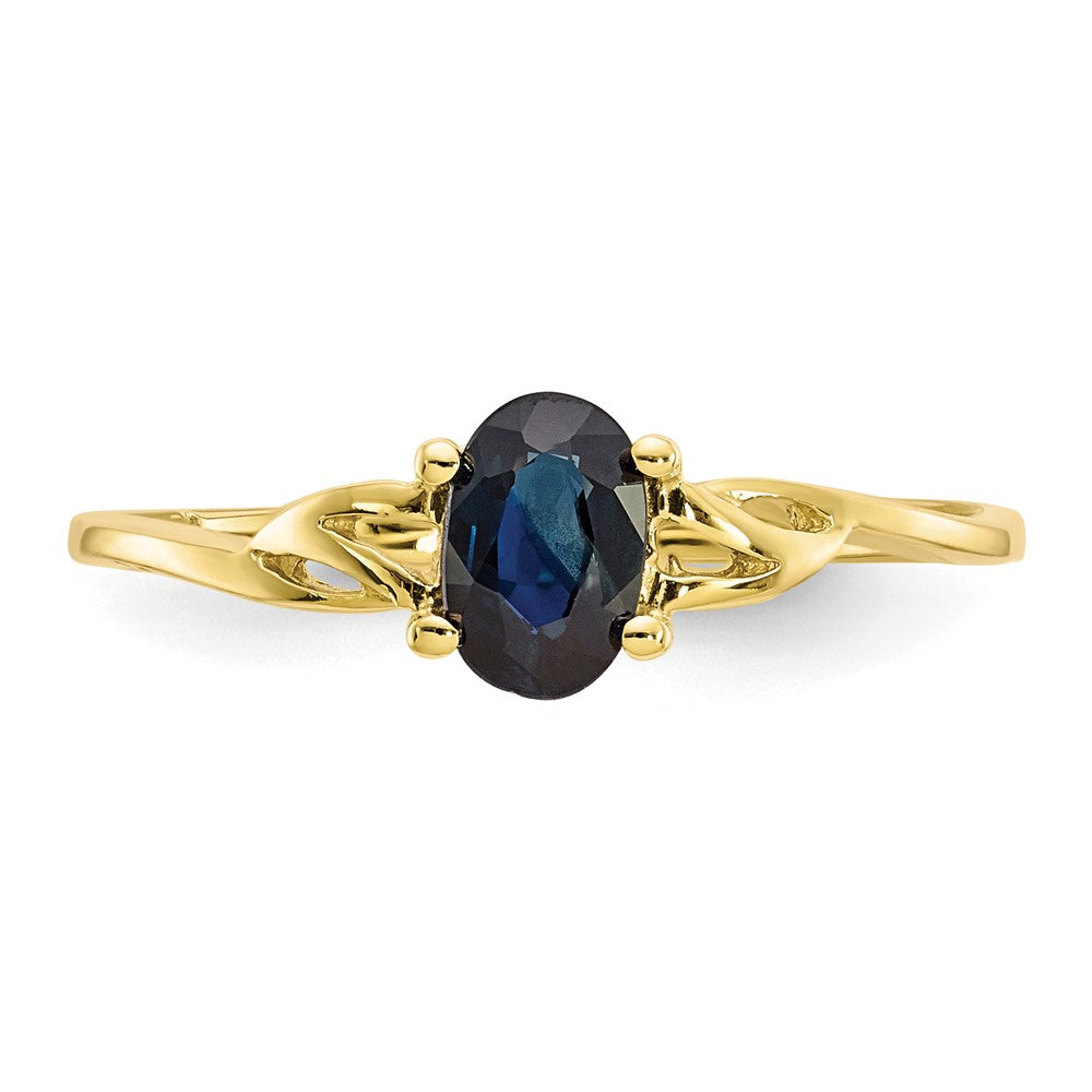 10k Polished 6x4mm Oval Genuine September/ Sapphire Birthstone Size 7 Ring
