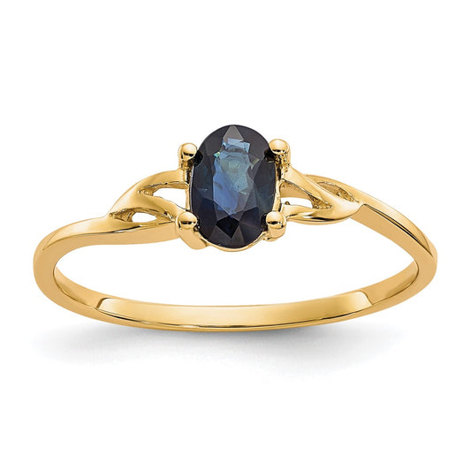 10k Polished 6x4mm Oval Genuine September/ Sapphire Birthstone Size 7 Ring