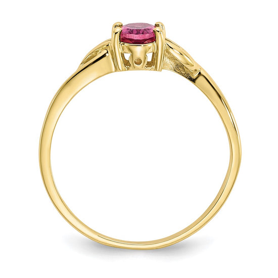 10k Polished 6x4mm Oval Genuine October/ Pink Tourmaline Birthstone Size 7 Ring