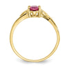 10k Polished 6x4mm Oval Genuine October/ Pink Tourmaline Birthstone Size 7 Ring