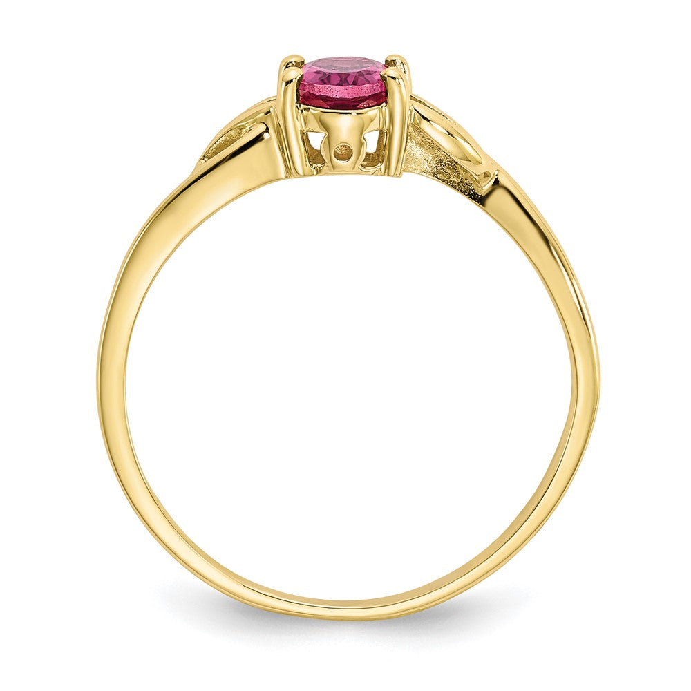 10k Polished 6x4mm Oval Genuine October/ Pink Tourmaline Birthstone Size 7 Ring