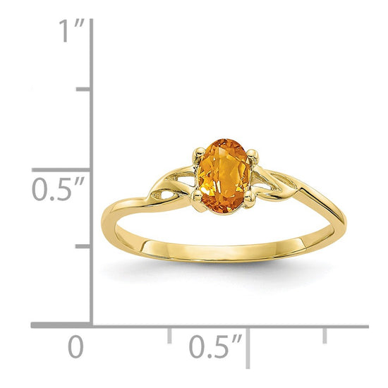 10k Polished 6x4mm Oval Genuine November/ Citrine Birthstone Size 7 Ring
