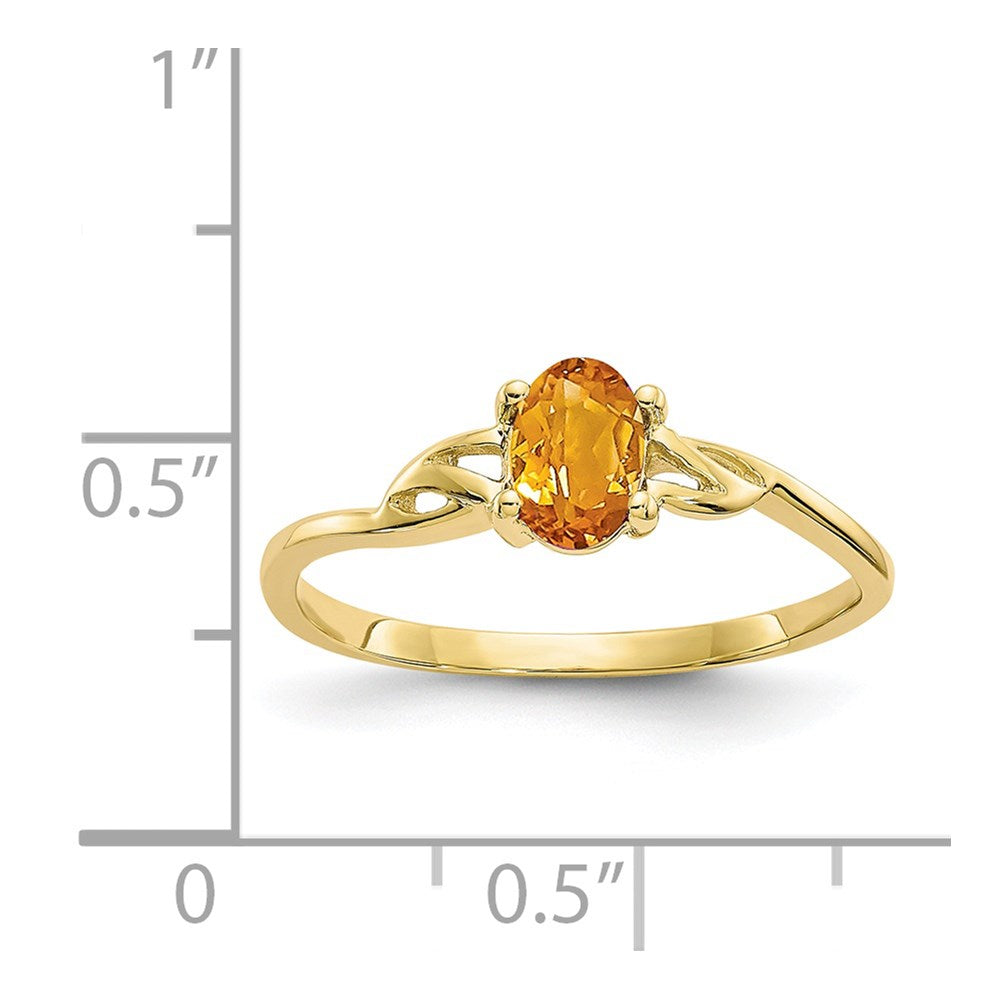10k Polished 6x4mm Oval Genuine November/ Citrine Birthstone Size 7 Ring