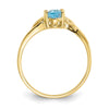 10k Polished 6x4mm Oval Genuine December/ Blue Topaz Birthstone Size 7 Ring