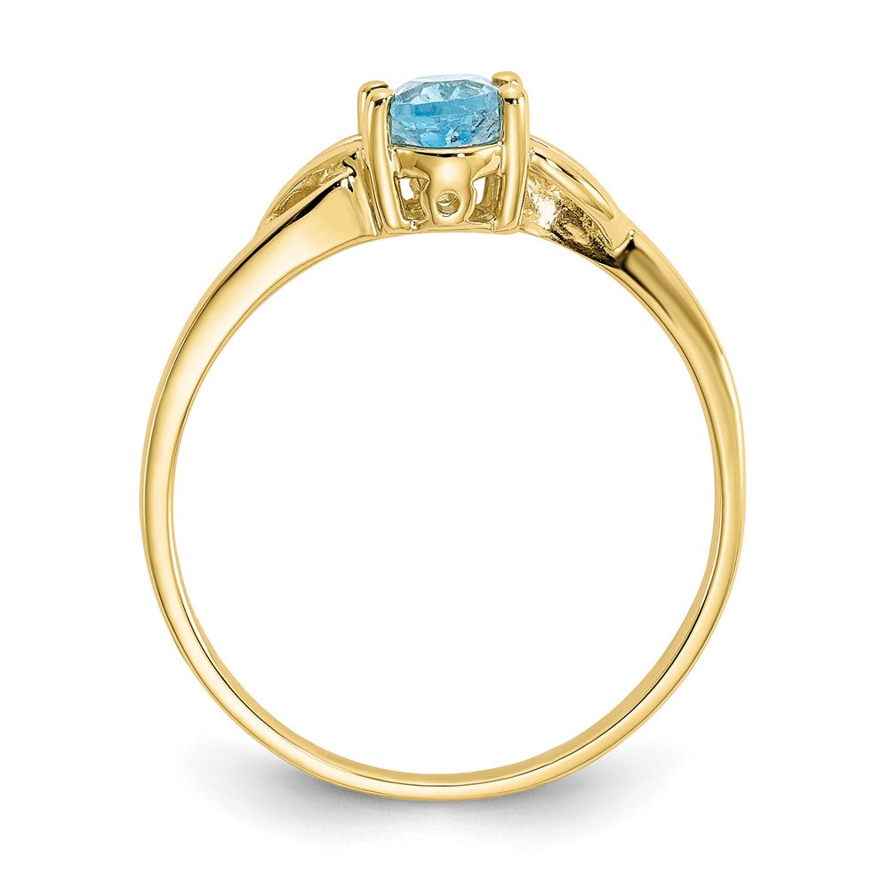 10k Polished 6x4mm Oval Genuine December/ Blue Topaz Birthstone Size 7 Ring