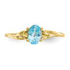 10k Polished 6x4mm Oval Genuine December/ Blue Topaz Birthstone Size 7 Ring