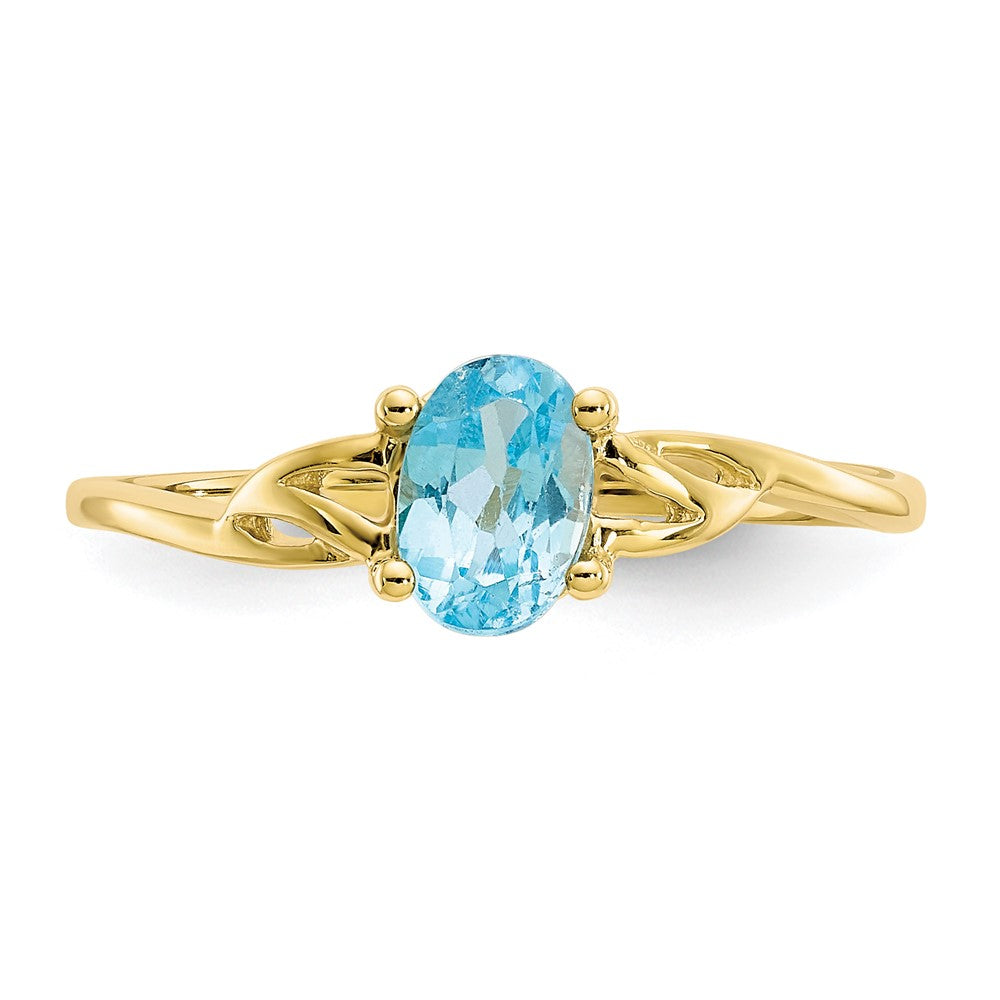 10k Polished 6x4mm Oval Genuine December/ Blue Topaz Birthstone Size 7 Ring