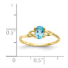 10k Polished 6x4mm Oval Genuine December/ Blue Topaz Birthstone Size 7 Ring