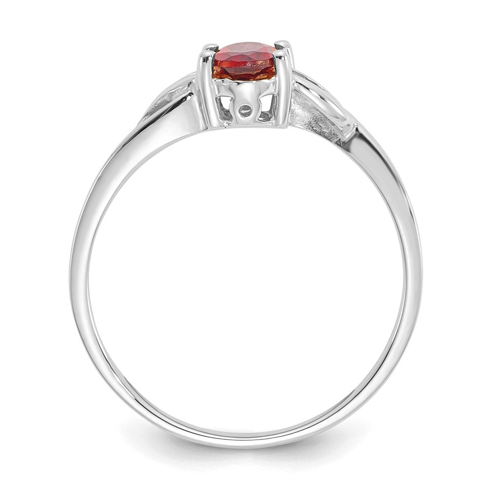 10k White Gold Polished 6x4mm Oval Genuine January/ Garnet Birthstone Size 7 Ring