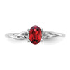 10k White Gold Polished 6x4mm Oval Genuine January/ Garnet Birthstone Size 7 Ring