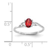 10k White Gold Polished 6x4mm Oval Genuine January/ Garnet Birthstone Size 7 Ring