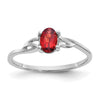 10k White Gold Polished 6x4mm Oval Genuine January/ Garnet Birthstone Size 7 Ring