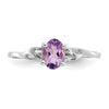 10k White Gold Polished 6x4mm Oval Genuine February/ Amethyst Birthstone Size 7 Ring