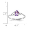 10k White Gold Polished 6x4mm Oval Genuine February/ Amethyst Birthstone Size 7 Ring