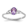 10k White Gold Polished 6x4mm Oval Genuine February/ Amethyst Birthstone Size 7 Ring