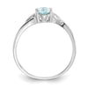 10k White Gold Polished 6x4mm Oval Genuine March/ Aquamarine Birthstone Size 7 Ring