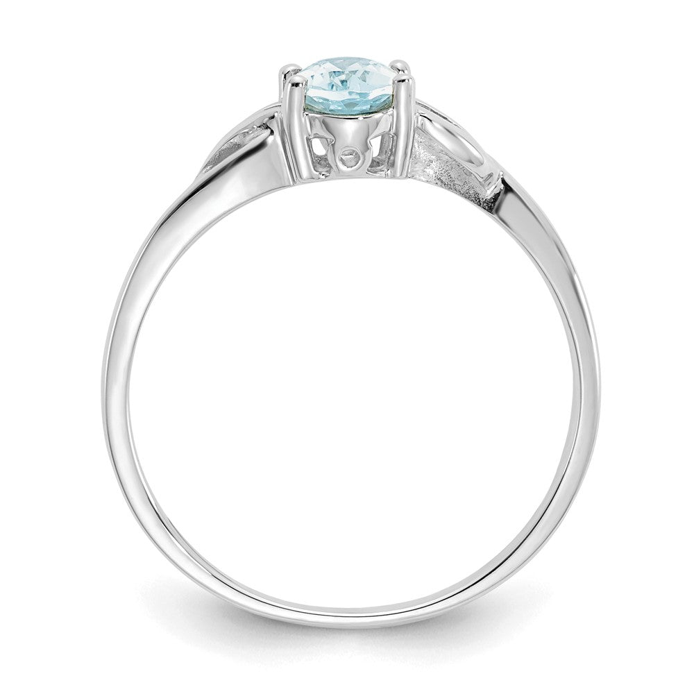 10k White Gold Polished 6x4mm Oval Genuine March/ Aquamarine Birthstone Size 7 Ring