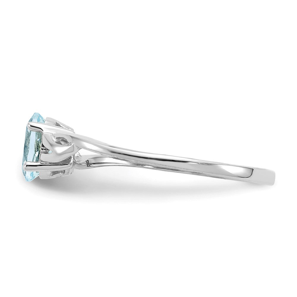 10k White Gold Polished 6x4mm Oval Genuine March/ Aquamarine Birthstone Size 7 Ring