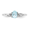 10k White Gold Polished 6x4mm Oval Genuine March/ Aquamarine Birthstone Size 7 Ring