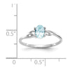 10k White Gold Polished 6x4mm Oval Genuine March/ Aquamarine Birthstone Size 7 Ring