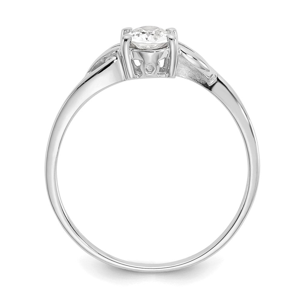 10k White Gold Polished 6x4mm Oval Genuine April/ White Topaz Birthstone Size 7 Ring