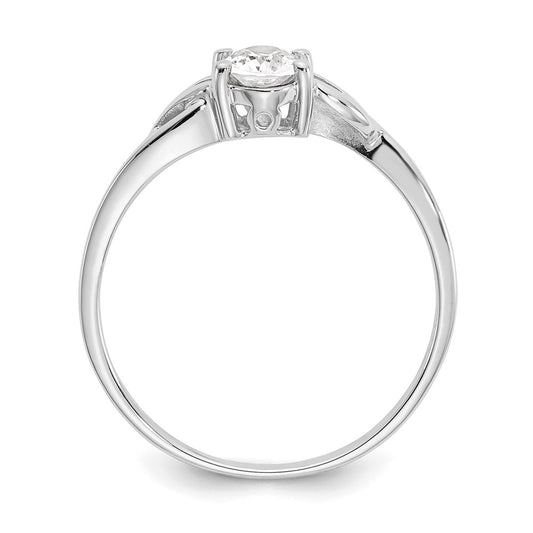 10k White Gold Polished 6x4mm Oval Genuine April/ White Topaz Birthstone Size 7 Ring