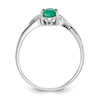 10k White Gold Polished 6x4mm Oval Genuine May/ Emerald Birthstone Size 7 Ring