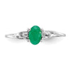 10k White Gold Polished 6x4mm Oval Genuine May/ Emerald Birthstone Size 7 Ring