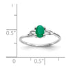 10k White Gold Polished 6x4mm Oval Genuine May/ Emerald Birthstone Size 7 Ring
