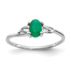 10k White Gold Polished 6x4mm Oval Genuine May/ Emerald Birthstone Size 7 Ring