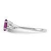 10k White Gold Polished 6x4mm Oval Genuine June/ Rhodolite Garnet Birthstone Size 7 Ring