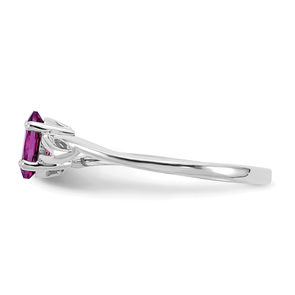 10k White Gold Polished 6x4mm Oval Genuine June/ Rhodolite Garnet Birthstone Size 7 Ring