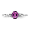 10k White Gold Polished 6x4mm Oval Genuine June/ Rhodolite Garnet Birthstone Size 7 Ring
