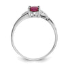 10k White Gold Polished 6x4mm Oval Genuine July/ Ruby Birthstone Size 7 Ring
