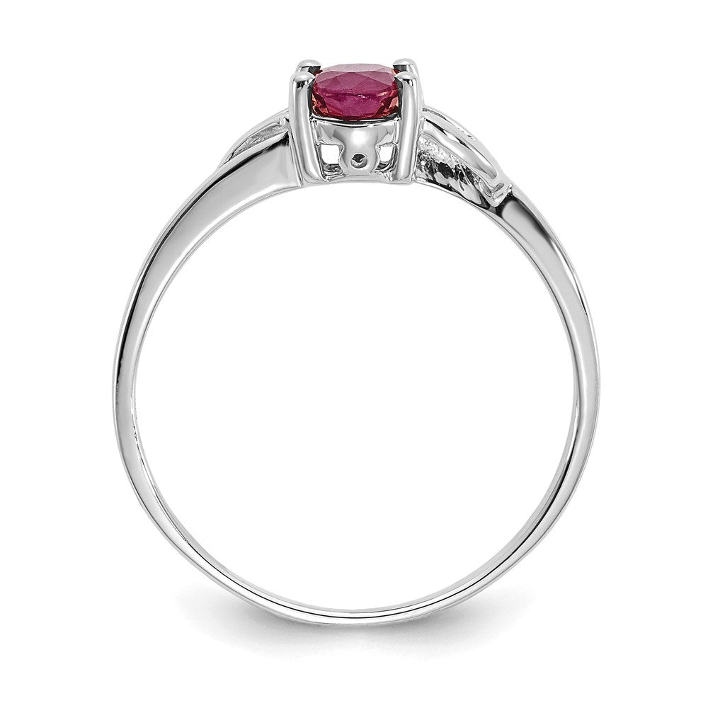 10k White Gold Polished 6x4mm Oval Genuine July/ Ruby Birthstone Size 7 Ring